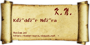 Kádár Nóra névjegykártya