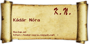 Kádár Nóra névjegykártya